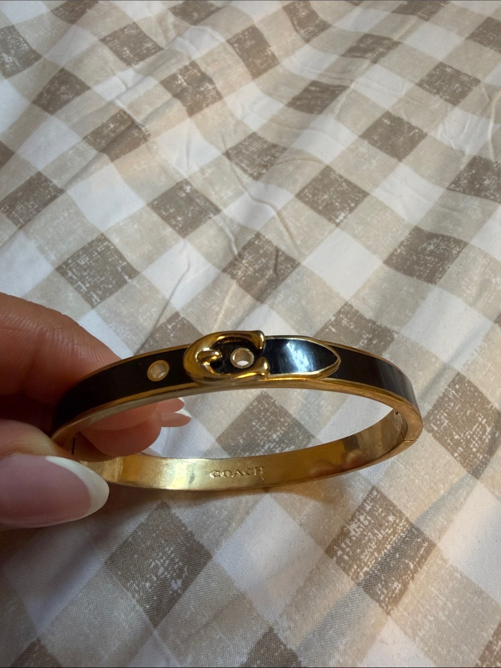 Coach Black and Gold Enamel Turn-Lock Bangle